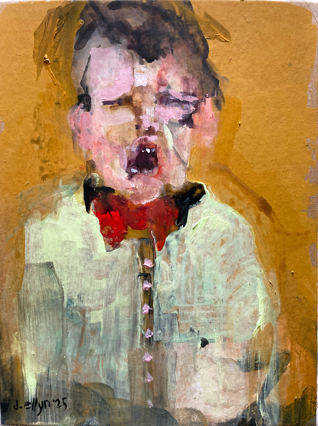 "Meltdown" by Dana Ellyn is an expressive contemporary painting capturing raw emotional turmoil, frustration, and indignation.